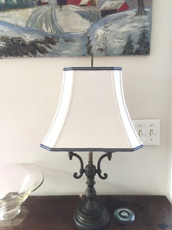 White Rectangle Lampshade In Vintage Linen Fabric 7t X White Rectangle Lampshade In Vintage, Rectangle Lamp Shades White