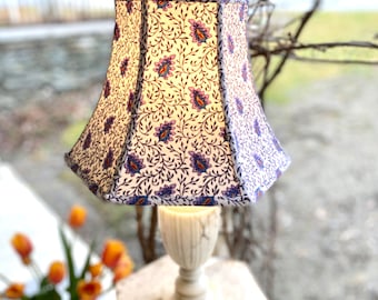 Blue French Country Lampshade - 9 inch high Hex Bell - 2 in-stock - classic look - Priced per shade