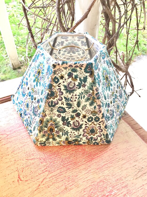 Vintage Fabric Hurricane Lamp Shade Fits Over Glass Chimney Australia Vintage Fabric Hurricane Lamp Shade, Country Chimney Lamp Shades