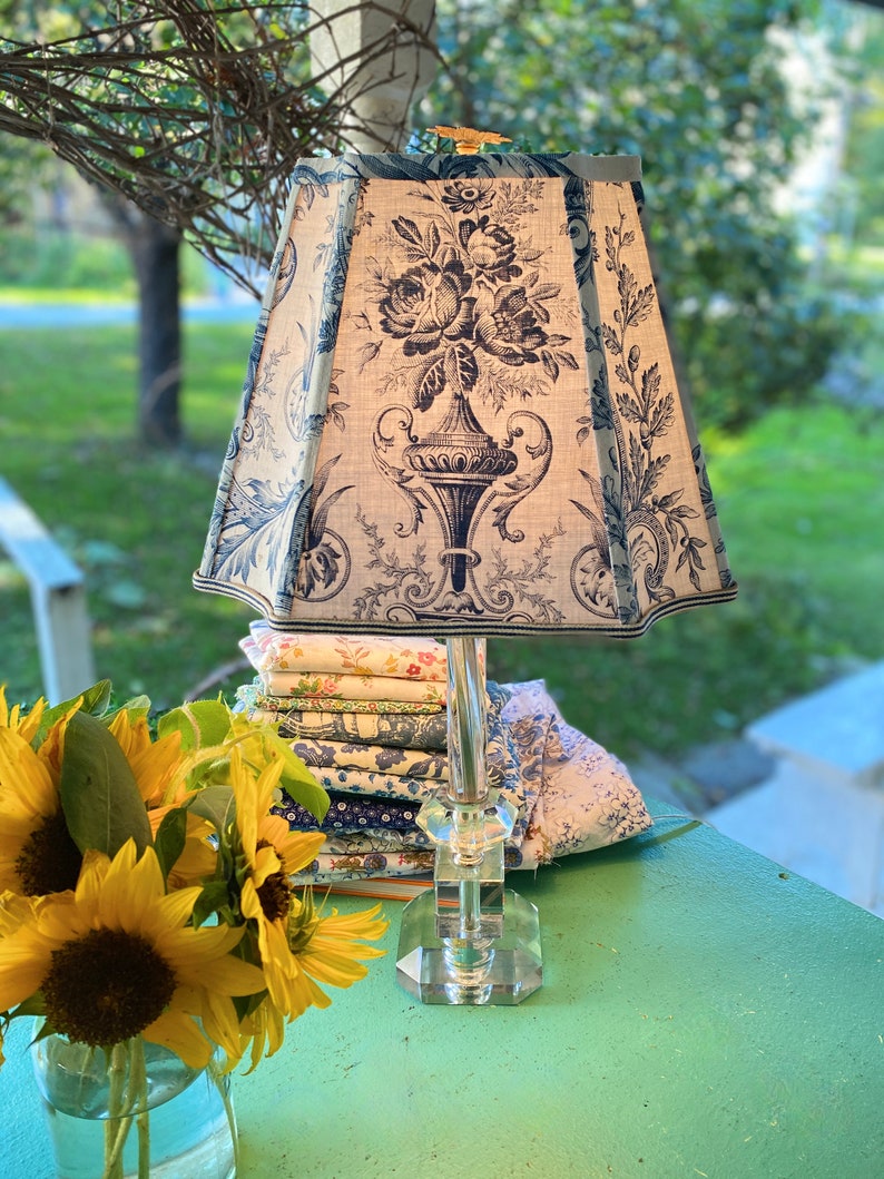 French Blue Toile Lampshade Rectangle Inverted Cut Corner Etsy