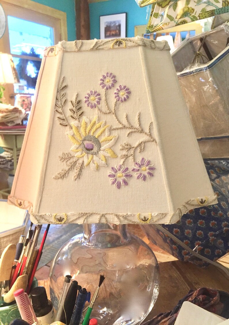 Scandinavian Embroidery Lampshade Rectangle Lamp Shade With Inverted Corners