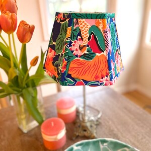 Funky Vintage Chinese Fabric Lampshade, Bold Print Lamp Shade, Hex Clip, 7 high 2 in-stock priced per shade image 9