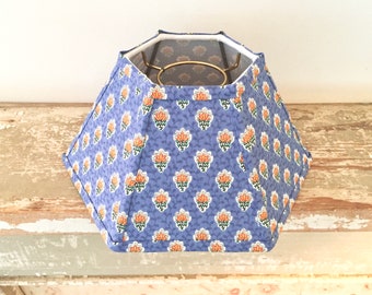 French Country Hurricane Lampshade, Designer Fabric Lamp shade, Handmade in Vermont - Classic French Pattern