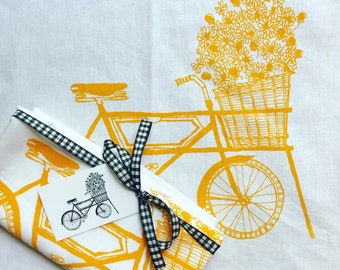 Bike Tea Towel - ready to ship - housewarming gift