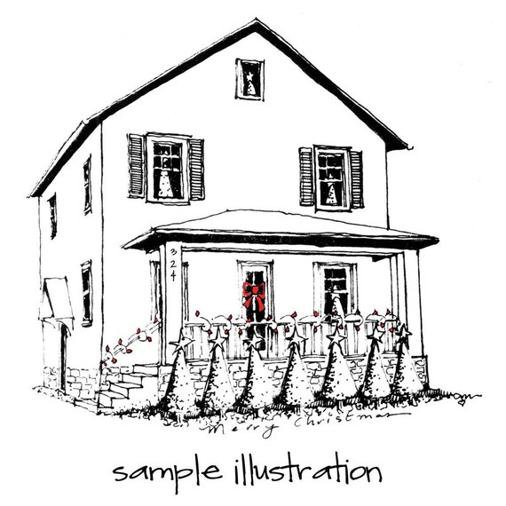 Items similar to Custom Pen and Ink Drawing of Your House on Etsy