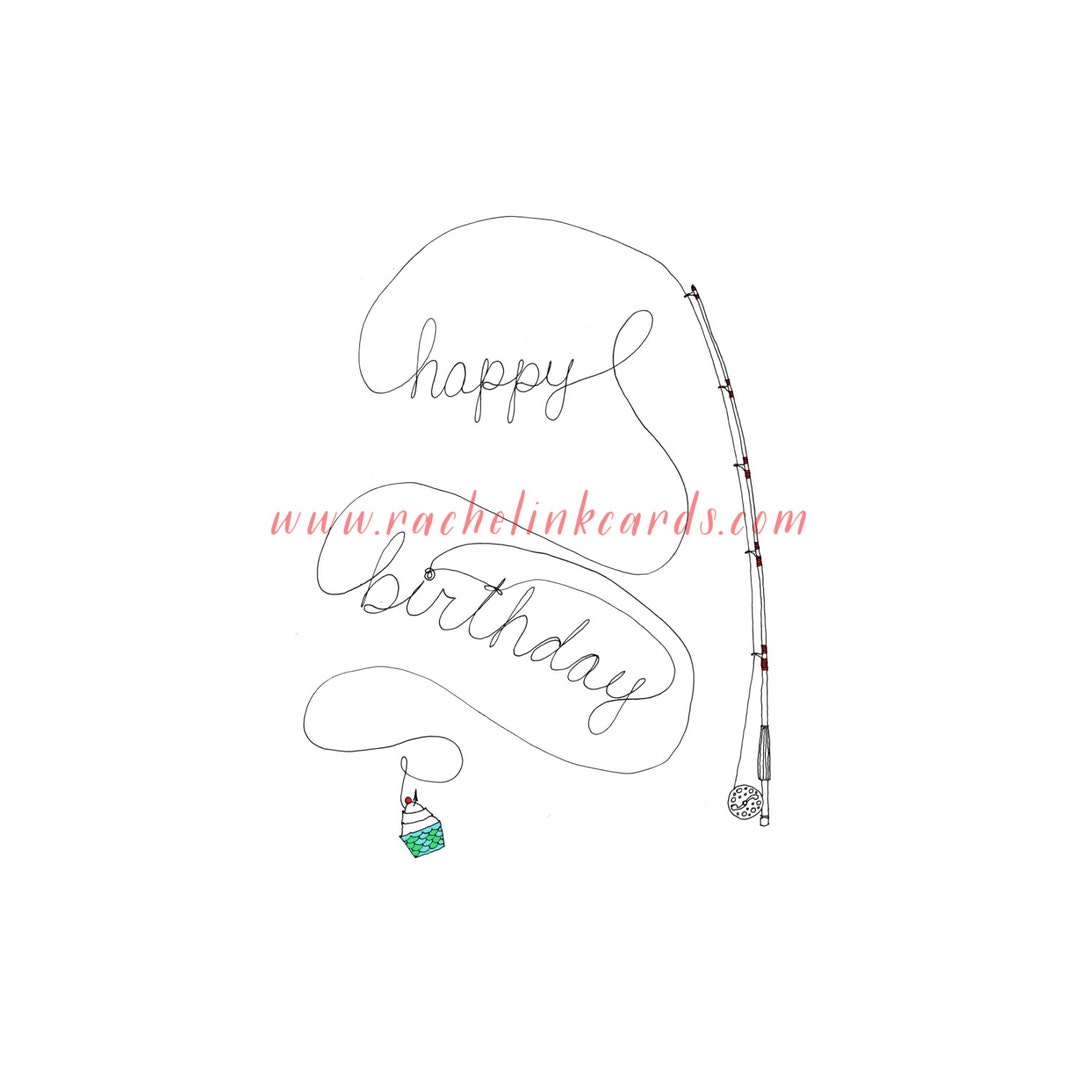 Fly Fishing Happy Birthday Card Etsy
