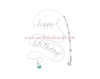 Fly Fishing Happy Birthday Card 