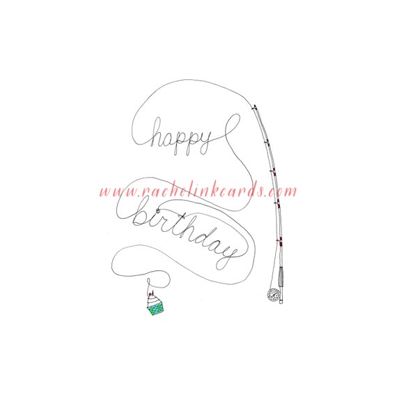 Carte Danniversaire De Peche A La Mouche Etsy