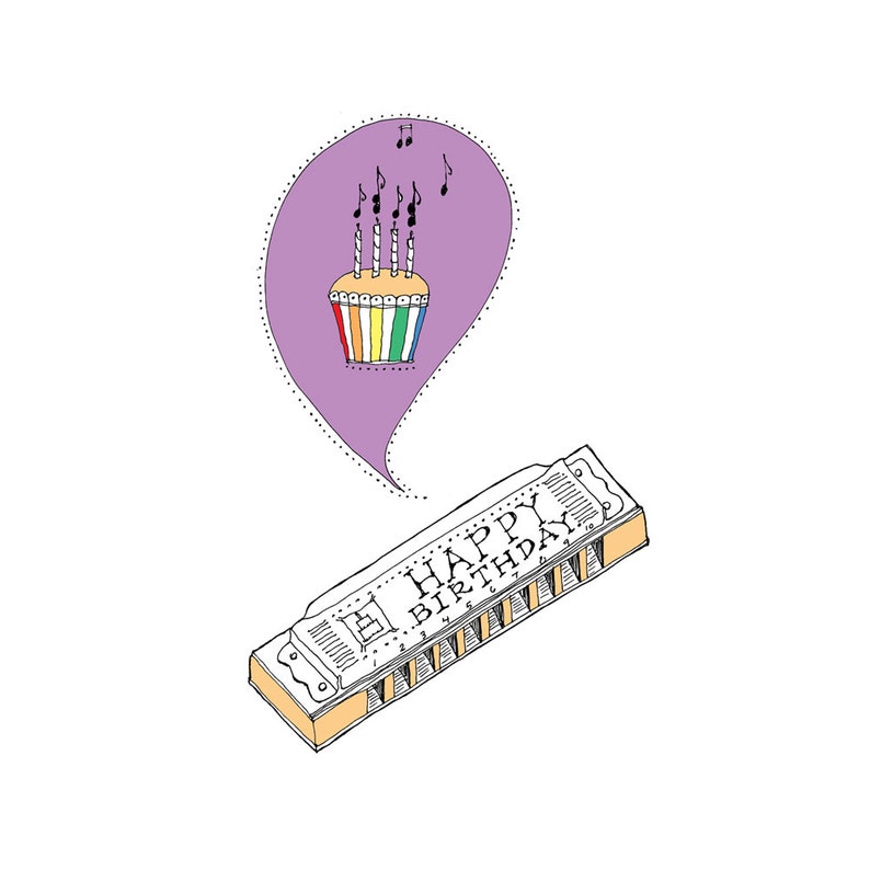 Harmonica Birthday Card Etsy
