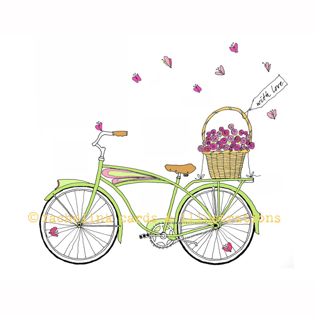 Butterfly Bike Card With Love Etsy