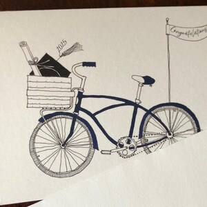 Tarjeta de felicitación de graduación en bicicleta (lista para enviar)