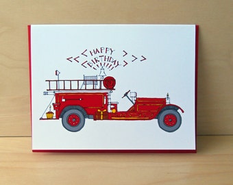 Firetruck Birthday Card