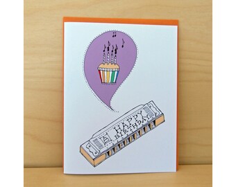 Harmonica Birthday Card