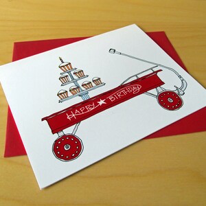 Red Wagon Birthday Card - Etsy