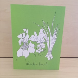 Thanks a bunch set of 8 thank you cards vegetable drawing free shipping image 1