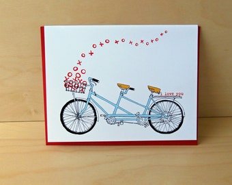 Tandem XO - tandem bike love card - valentine card