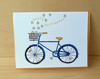 Basket of Wishes Star Bike Congratulations or Birthday Card