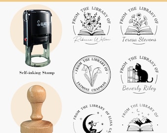 BOOK STAMP PERSONALIZED | Custom Library Stamp | Self-inking Stamp | From the Library of Stamp | Book Lover Gift | Christmas Gift