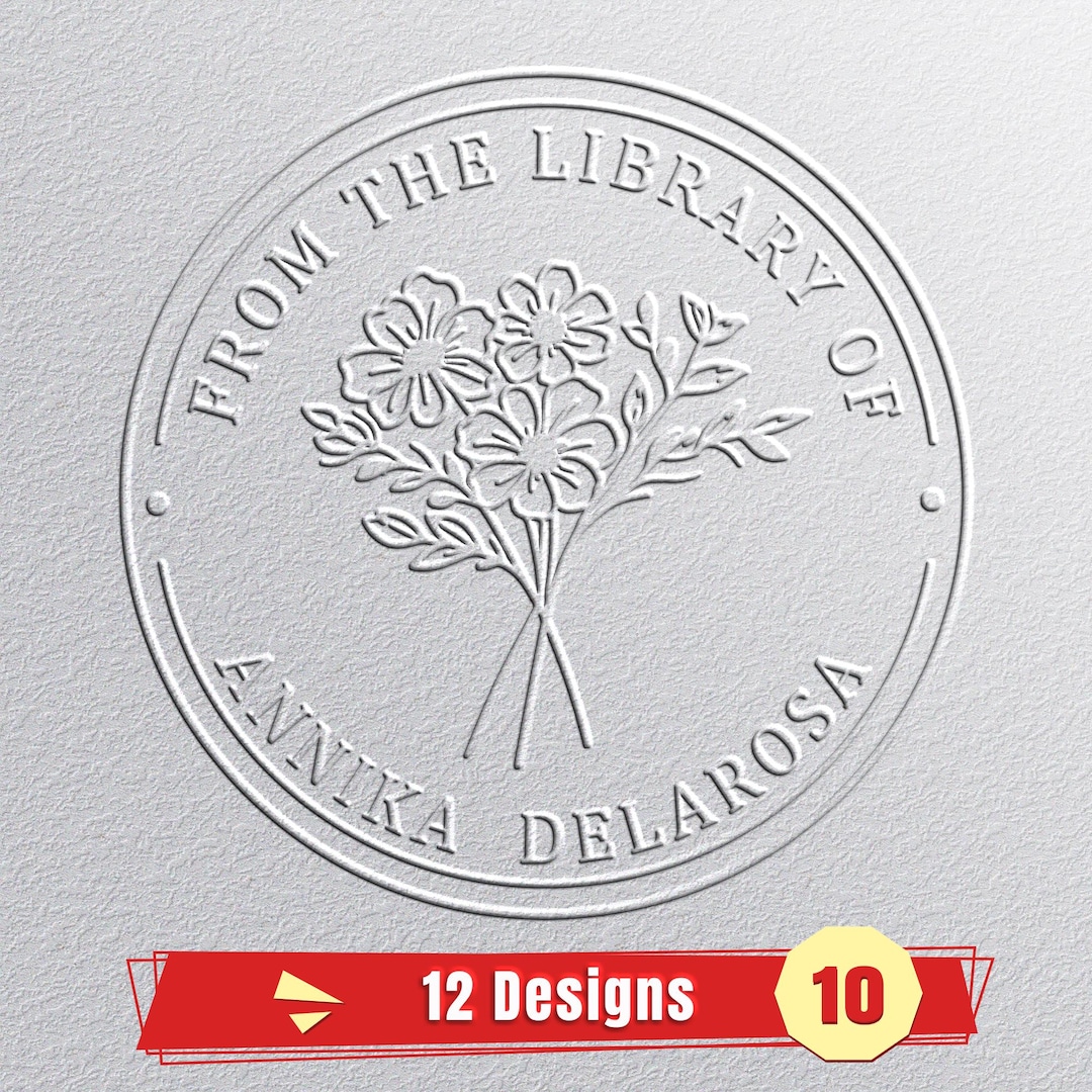 Personalized Book Embosser: Custom Flower Library Stamp - Etsy