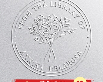 Personalized Book Embosser: Custom Flower Library Stamp