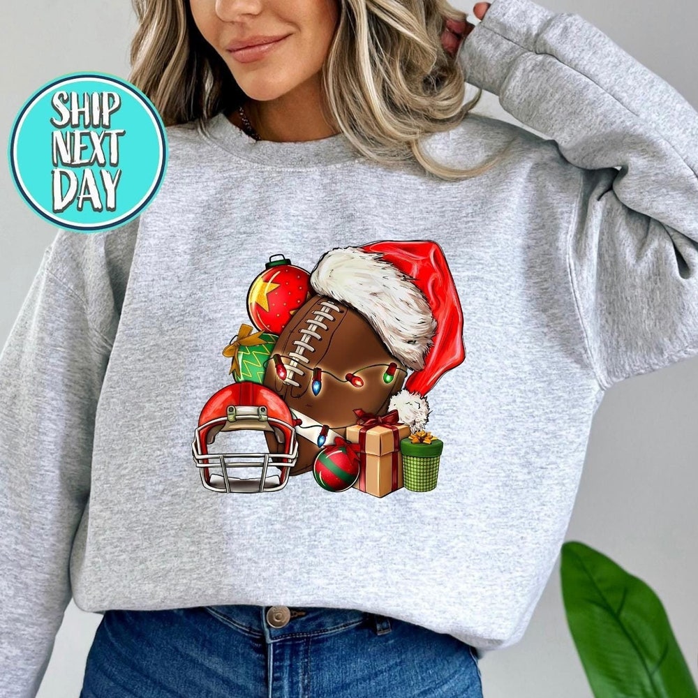 Christmas American Football Sweatshirt, Football Player Christmas Sweater, Christmas Gifts Hoodie, Gift For Her,Football Lover Sweater-Mm073 Fashion24Hs