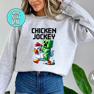 Chicken Jockey Sweatshirt, Funny Farm Animal Hoodie, Gaming Lover Gifts, Gift For Gamers,Cartoon Graphic Sweatshirt For Chicken Lovers-MM477