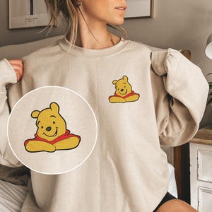 Embroidery Winnie The Pooh Character Sweatshirt,Winnie the Pooh and Friends Hoodie,Cartoon Fall Sweater,Winnie Pooh Machine Embroidery-MM476