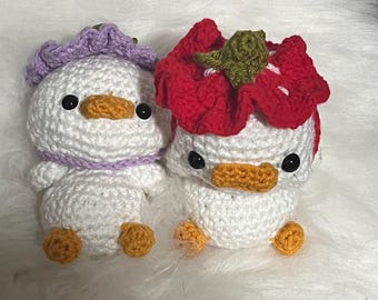 Crochet Duck Plushie with Hat – Handmade Plush