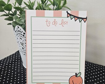 To Do List Notepad | Peach Lined Task Pad | Cute Fruit Checklist | Small 50 Page Notepad | Daily Planner List | Mini Office Stationery