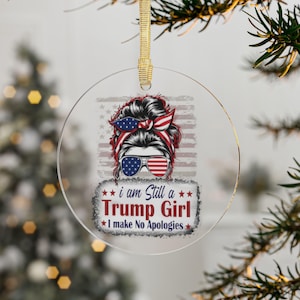 Trump Girl Christmas ornament, Gifts for Her, Trump 2024, President Donald Trump holiday keepsake, Patriotic Christmas decor, Political gift