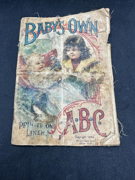 Antique McLoughlin Bros. Babys Own ABC Linen Cloth Book, Published 1899.