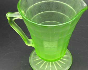Vintage 1929-1933 Anchor Hocking "Block Optic" creamer made from green uranium glass.