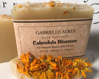 Calendula Soap, Natural Calendula Blossom Essential Oil Soap, Natural Skin Care, Organic Ingredients, Cold Process