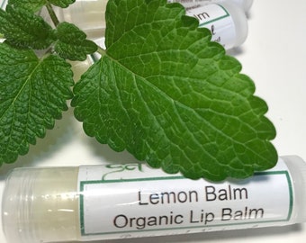 Lemon Balm Herb Lip Balm, Melissa officinalis balm, Handmade in Small Batches with Organic Ingredients