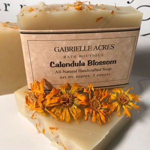 Calendula Soap, Natural Calendula Blossom Essential Oil Soap, Natural Skin Care, Organic Ingredients, Cold Process