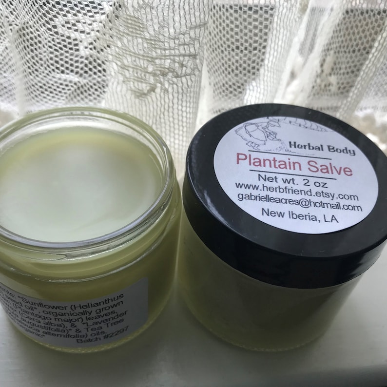 Plantain Herb Salve, Handcrafted Salve, Unscented or Essential Oils, Organically Grown Plantain Infusion, Organic Ingredients image 2