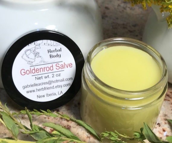Goldenrod Salve/2 oz Glass Jar/Goldenrod Flower Balm/Natural Healing