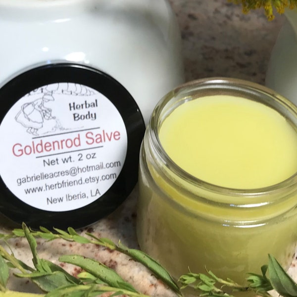 Goldenrod Salve/2 oz Glass Jar/Goldenrod Flower Balm/Natural Healing