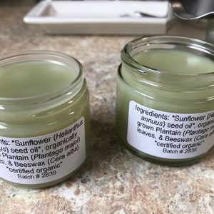 Plantain Herb Salve, Handcrafted Salve, Unscented or Essential Oils, Organically Grown Plantain Infusion, Organic Ingredients image 9