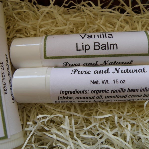 Lip Balm Vanilla Bean Infused All Natural, Organic Ingredients, Chap Stick, Natural Vanilla Flavor, Lip Gloss Vanilla, All Natural Lips