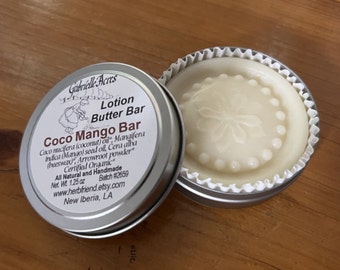 Coconut Mango Lotion Bar, Organic Coconut Lotion Bar, Unscented Body Bar