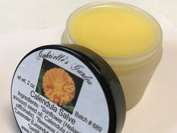 Calendula Salve, 2 oz Glass Jar, Unscented, Calendula Infusion , Organically Grown Calendula