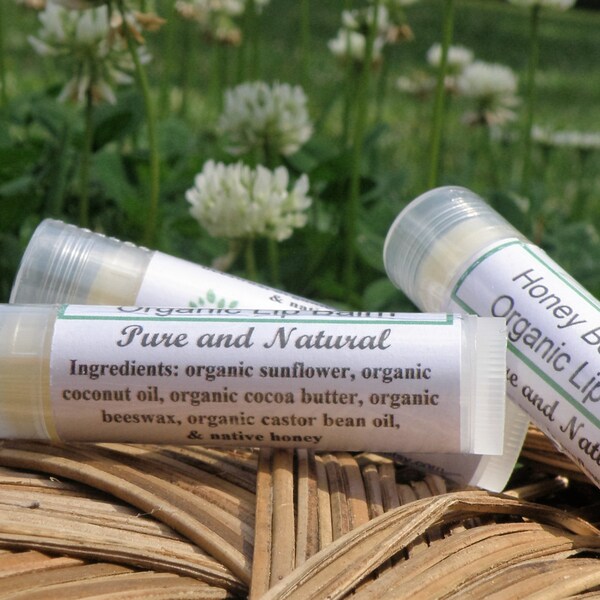 Honey Bee Natural Lip Balm, Organic Ingredients, Native Honey Lip Balm, No Added Scent, Naturally Scented