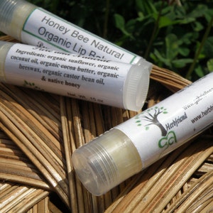 Honey Bee Natural Lip Balm, Organic Ingredients, Native Honey Lip Balm, No Added Scent, Naturally Scented image 2