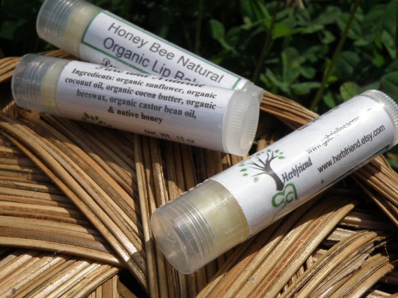 Honey Bee Natural Lip Balm, Organic Ingredients, Native Honey Lip Balm, No Added Scent, Naturally Scented image 2