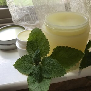 Lemon Balm Salve,  Melissa Infusion Balm, Small Batch Handcrafted with Organic Ingredients