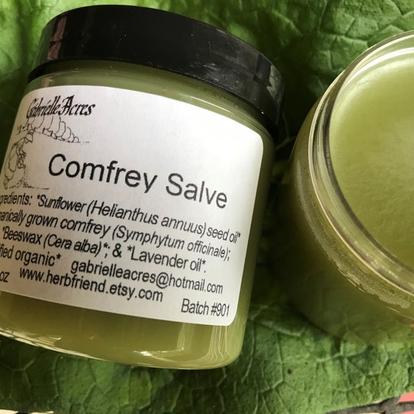 Comfrey Salve, 2 ounce Glass Jar - Organically Grown Comfrey