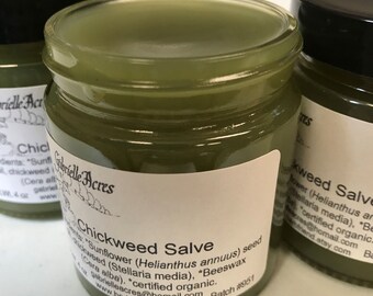 Chickweed Salve, Herbal Healing, Organic Ingredients, Chickweed Infused Balm