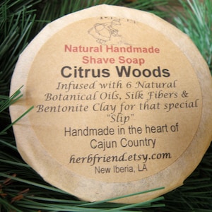 Shave Soap - Citrus Woods, Wet Shave - Handmade Shaving Soap - All Natural Shave Soap - Essential Oil Shaving Soap - Masculine Shave