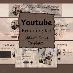 TRENDY Youtube Branding Kit | Bearbeitbares Banner, Intro & Outro | Bearbeitbare Canva Vorlage I Animiertes Intro und Outro